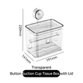 Wandgemonteerde transparante handdoekhouder met zuignap opbergdoos 191x141x230mm - Universeel voor tissues/rollen / Transparant