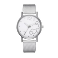 Dettaglio orologio donna argento in maglia con quadrante bianco e decoro a cuori - Argento