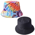 Détail du chapeau bob réversible avec motif tie-dye coloré et doublure noire unie - Tie-dye Couleur 6 - Chapeau bob