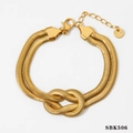 Bracciale a doppia catena serpente dorata con nodo in acciaio inossidabile e chiusura - Bracciale Oro (SBK506)