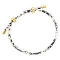 Detailed view of leopard pattern rope bracelet with gold beads and adjustable drawstring - Style G