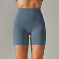 High-waisted yoga biker shorts for women in matte foggy blue with tummy control - Dark Grey Blue