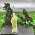 10cm natural beige semi-precious stone Mary crystal carving on a dark wood base - Afghan Jade