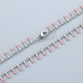 Silver matchstick link chain necklace featuring vibrant pink enamel accents for women - Bracelet 45cm / Pink