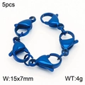 Five units of blue lobster claw clasps made of 304 stainless steel measuring 15x7mm - Blue Lobster Clasp (KLJ8736-Z)