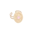 Anello bohémien in acciaio inox dorato con pietra rosa a raggiera e fascia aperta - Stile motivo a sole occhio di gatto rosa (7#)