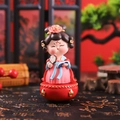 Traditional Tang Dynasty style girl figurine roly-poly ornament for desk decoration - -37 Take A Fan* Small / Ancient Style Ornament Series