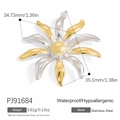Sunflower stainless steel pendant in gold and silver finish with size measurements - PJ91684-Sunflower Two-tone