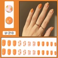 Set da 24 unghie finte estive arancioni con motivi a pesca carini e finitura lucida - Stile Motivo Pesca Arancione (U-210)