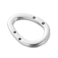 Cuenta ovalada de acero inoxidable plateado con 4 agujeros para crear joyas DIY - Conector Ovalado de 4 Agujeros (KLJ5027-Z) / Color Acero