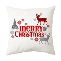 White Christmas pillowcase featuring reindeer, trees and Merry Christmas text - Style 24 / 18x18 Inch