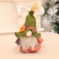 Gnome doll in olive green and orange plaid with maple leaf and berry details - Green Hat (Beard Style)