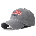 Cappellino da baseball grigio scuro in cotone lavato con ricamo USA - Regolabile / Grigio