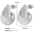 Orecchini a goccia in acciaio inossidabile argento lucido altezza 23 mm stile - Stile EH59 / Argento