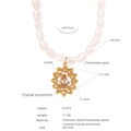 Collana di lusso in acciaio al titanio con perle d'acqua dolce e zirconi - Collana Perla Pendente Girasole (P1515)