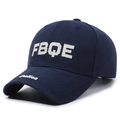 Dark blue baseball cap with white FBQE 3D embroidery and casual curved visor design - Navy Blue
