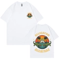 Short sleeve white cotton T-shirt with Alligator Alcatraz vintage print on both sides - S / White