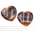 Tiger eye heart stone 40mm palm stone for massage and worry relief polished finish - Tiger's Eye