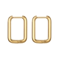 Pair of minimalist golden rectangular hoop earrings in polished stainless steel for unisex - Rectangle - Gold (Single Piece)