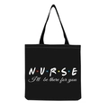 Black canvas tote bag with NURSE print and colorful dots, large shoulder bag for nurses - Friends Style I'll be there for you Nurse Style (hm7102)