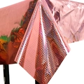Pink holographic foil tablecloth with wavy patterns for festive party decorations - Rose Gold