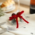 Rond de serviette de Noël avec nœud en velours rouge cloche dorée et pomme de pin - Feuilles Nœud Pomme de Pin Cloche