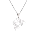 Minimalist silver stainless steel necklace with a geometric hollow crab animal pendant - Silver-Crab / 45+5cm
