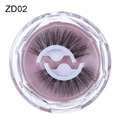 Reusable self-adhesive ZD02 false eyelashes with black thick volume in pink glitter case - ZD02
