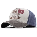 Detailopname van de versleten rand en tropische print op een vintage baseballpet - Verstelbaar / Koffie (JX-B506)