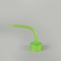 Green plastic bent nozzle for squeeze wash bottle with threaded base and curved tube - Green Curved Tip Cap