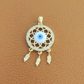 Golden Evil Eye Dreamcatcher necklace pendant with zircon pavé feathers decoration - 4-Gold Dreamcatcher Feather Evil Eye