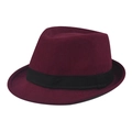 Sombrero fedora clásico de fieltro burdeos con cinta de grosgrain para hombre y mujer - Niños 54 / Borgoña a Cuadros