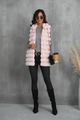 Chic pink faux fur vest for women styled with black leggings and boots in a street look - S / Pink
