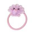 Pink elastic hair tie featuring a cute purple translucent shell with glitter accents - MT3122 Little Shell