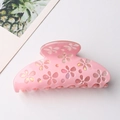 Pink floral hair claw clip with pearlescent acetate flower pattern for women - Light Pink