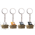 3D cartoon cat keychain set in white, orange, grey, and black styles with boxes - Keychain / Seeking Adoption Red-Mouth Cat
