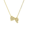 Gold balloon heart pendant necklace with micro-pave white cubic zirconia stones - Letter P