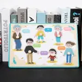 Wooden family member peg puzzle for early childhood education with cartoon characters - A035 Family Members Recognition