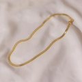 Minimalist 18K gold plated stainless steel flat snake chain anklet for women - 45cm / Gold