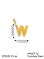 Golden stainless steel letter W pendant with radial engraved pattern and polished finish - Letter-W / Gold