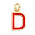 Golden letter D pendant with vibrant red enamel inlay on a clean white background - Red - Letter D