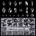 Zwart-wit nail art strass steentjes set met 21-vaks opbergdoos en dotting pen - Zwart & Wit Stijl (A1054-08)