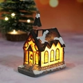 LED lighted Christmas resin church miniature with snowy details and warm glow - Style B