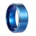 8mm blauer, gebürsteter Edelstahlring mit glatt polierter Innenfläche für Herren - US 5 / Blau