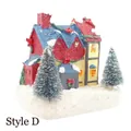 Casetta di Natale luminosa con alberi innevati e tetto rosso-blu decorativo - Stile D in scatola colorata