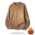 Earth tone fleece crewneck sweatshirt for men with a relaxed drop shoulder fit - L / Coffee