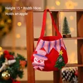 Bolsa de fieltro roja navideña con muñeco de nieve, bolsa de regalo 15x18cm para dulces - Bolso de mano colorido de tela cepillada [Muñeco de nieve]