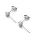 Polished silver stainless steel ball stud earrings with secure butterfly back closure - Steel Color Round Ball Stud Earrings 10mm(KLJ633-Z)