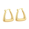 Polished gold geometric trapezoid hoop earrings in stainless steel with hinge closure - Style F Double Square (KE109522)