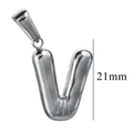 Silver puffed letter V pendant in stainless steel with 21mm size and polished finish - Letter V / Steel